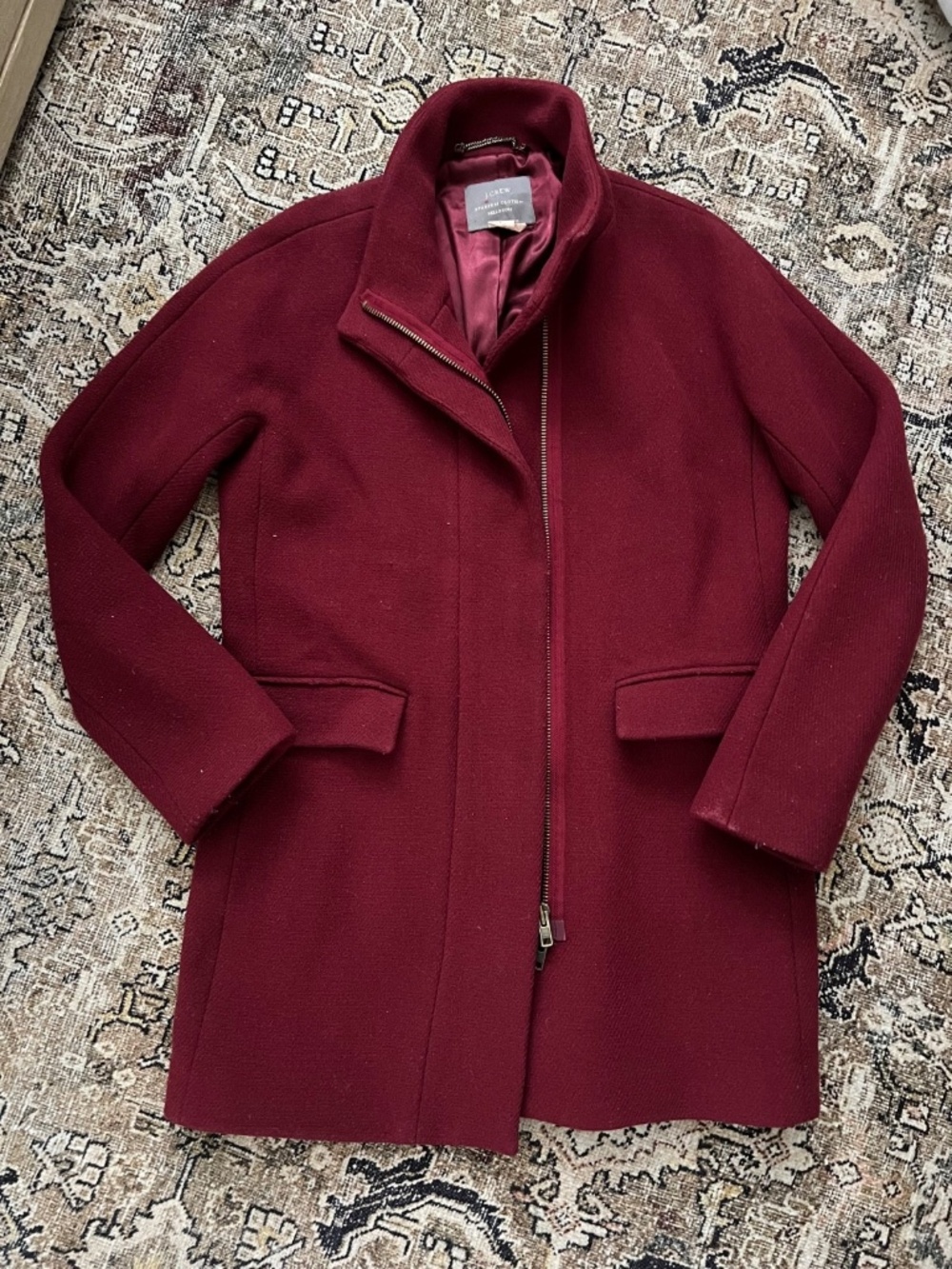J CREW Wool Cocoon Coat Italian Stadium-cloth Burgundy 6T